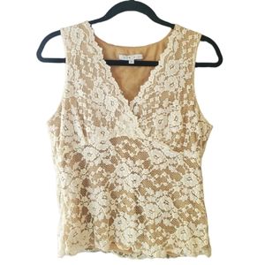 🆕️ CAbi White Lace V-Neck Fitted Blouse